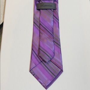 Ties 2/$20 Purple Stripe Silk Neck Tie by CK